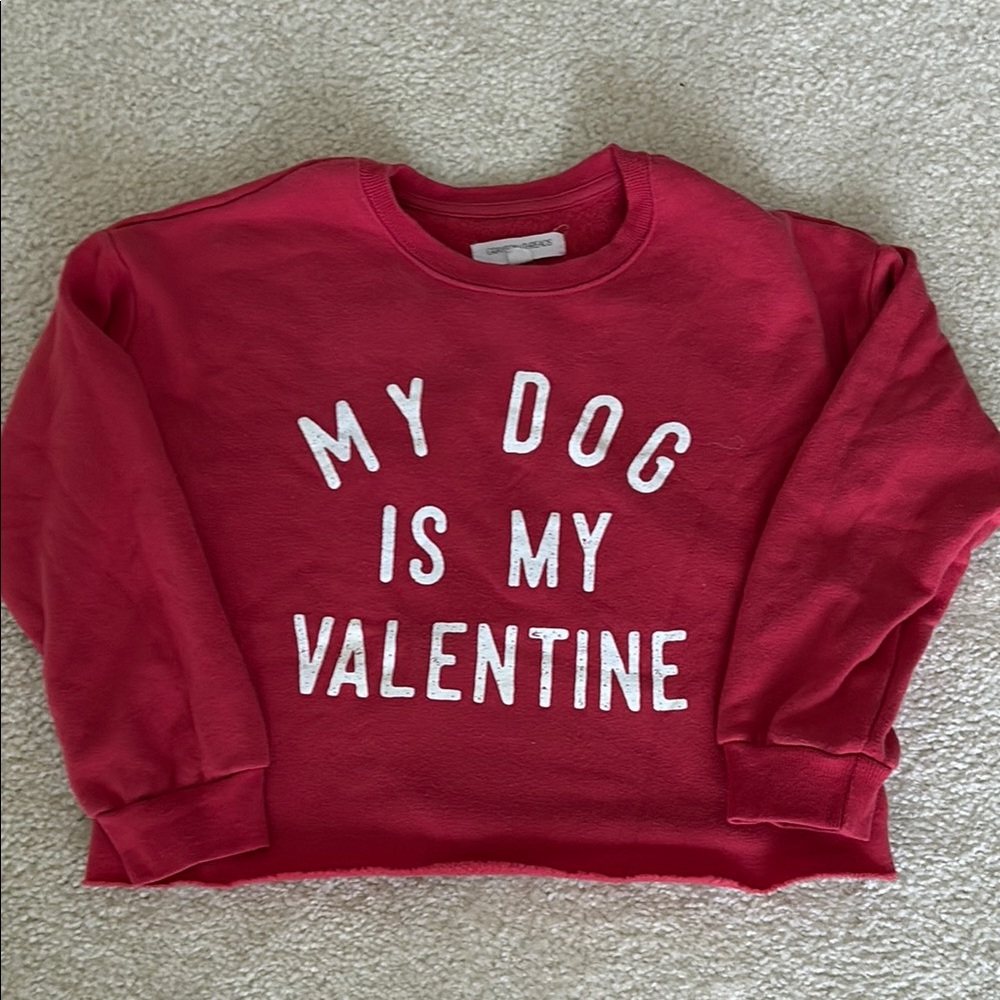 Red Sweatshirt with Valentine Print